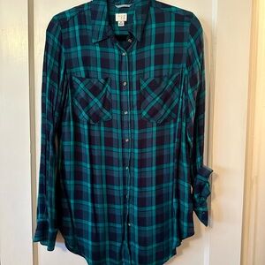 Teal and Navy Plaid Shirt